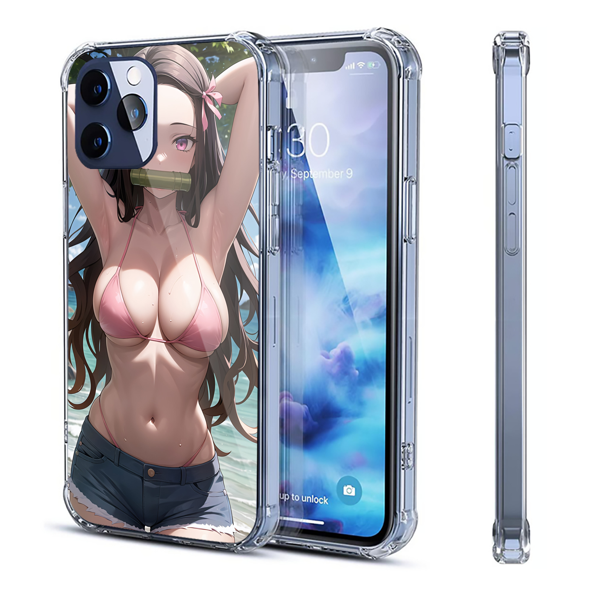 （画像用） 鬼滅の刃（きめつのやいば）竈門 禰󠄀豆子／かまど ねずこ Kamado Nezuko 【iPhone 12シリーズ対応】透明スマホケース（クリアソフトケース）